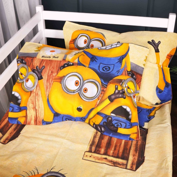 Фото - Комплект постельного белья детский MirSon 110х140 см 17-0899 Minions Fun Бязь (2200012395837)